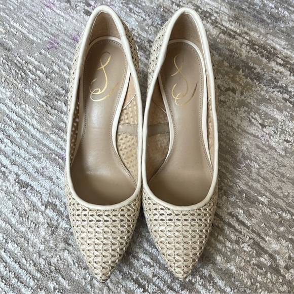 Sam Edelman Women Hazel Pointed Toe Pump Ivory Raffia - Picture 7 of 9